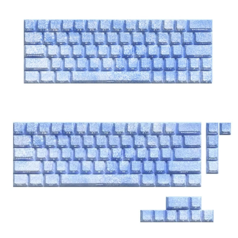 64/74Pcs Ice Blue Keycap Original Profile Side Print Keycap for 60 80 61/64/68 Model