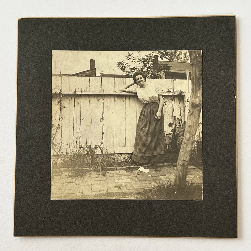 Antique Cabinet Card Photograph On Board Beautiful Woman Tiny Waist Fence Model