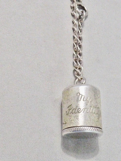 VINTAGE MY IDENTITY STERLING SILVER CHARM AND BRACELET CHARM OPENS Charms