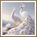 DIY Bead embroidery kit "Incredible Beauty" White Peacocks Craft Art Unique Gift Model