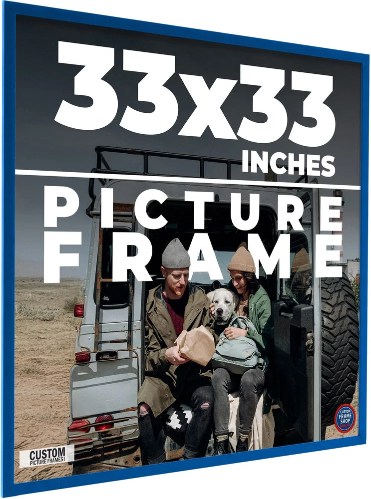 33x33 Frame Blue Solid Wood Picture Frame Width 0.75 Inches | Interior Frame Dep Model