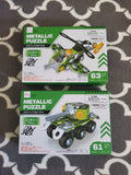 3D Metallic Puzzle 2 Military Vehicles Tank Helicopter DIY Assembly Model Kit Model