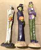 Vintage Halloween Pencil Figurines Tall Skinny Skeleton Witch Vampire Resin Lot Model