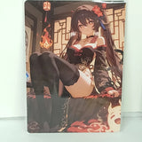 Hu Tao Double Sided Black Premium Waifu Card Anime Wall Art Oversized Board A5 Model