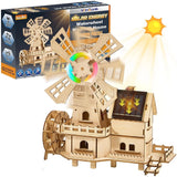 Snap Fit Solar Waterwheel DIY Kit 3D Wooden Puzzle Tools Free Dutch Windmill Model