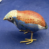 Chinese Cloisonn¨¦ Enamel Bird Beautifully Decorated Brass Feet Display Figurine Model