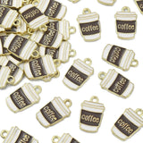 100x Enamel Golden Drink Charms Coffee Cup Charm for Jewelry Making DIY Craft Charms