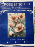 Muted Poppies Cross Stitch Kit Pre-Printed Aida Floral Flowers Model