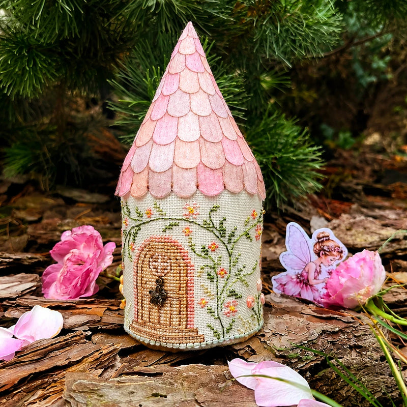 Rose Hollyhock Fairy House Cross Stitch Kit Fantasy Cottage Embroidery DIY Model