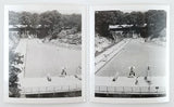 2 Vintage Photos Large Pool With Diving Boards Snapshot Model