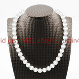 Natural 8mm 10mm 12mm White Cat Eye Round Gemstone Necklace 18" AAA Charms