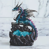5.5"H Blue Dragon on Faux Crystal Cave Figurine Model