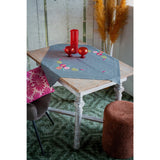 Vervaco stamped satin stitch kit tablechloth "Feurige Blumen", 80x80cm, DIY Model