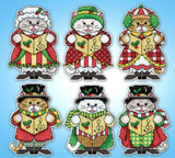 Cross Stitch Kit ~ Design Works 6 Kitty Carollers Christmas Ornaments PC #DW6875 Model