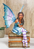 Amy Brown Fantasy Magic Turquoise Ebony Fairy On Books Of Wisdom Figurine Model