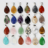 20pcs Mixed Natural Gemstone Water Drop Pendant Beads Reiki Chakra Healing Stone Charms