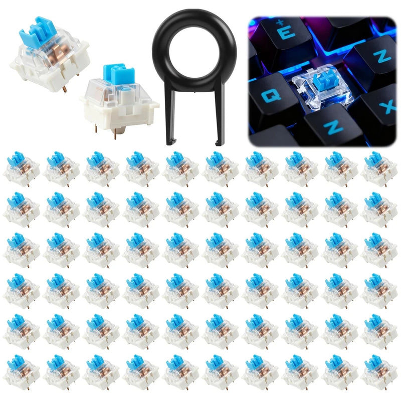 61Pcs Clickers for 3D Prints,Mechanical Keyboard Keycaps Set with Tool,Blue S... Model