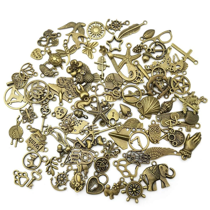 100pcs Bulk Lots Mini Antique Bronze Charms for 8-30mm, Charms