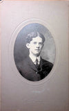 Antique Board photograph Young Man in Formal Attire Oval Frame Portrait Model