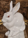 herend sitting bunny ears up pink eyes 15305  5.25 " store display for 20 years! Model