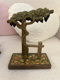 ANRI Hand Painted Wood Tree Figurine with Grapes on Base 1970s Model