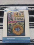 Bucilla Plaid BLESS THIS NEST Counted Cross Stitch Kit Birds Nest 5x7" WM45524 Model