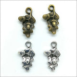 100pcs Acorn leaves Antique Silver Charms Pendants For Jewelry Making 22*12mm Charms