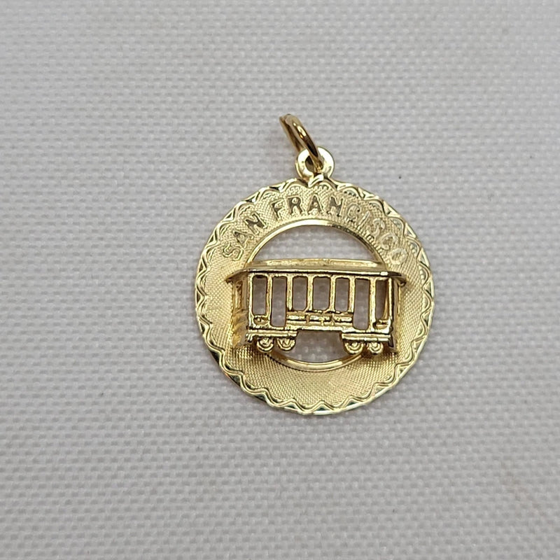 Vintage SAN FRANCISCO TROLLEY CAR 12K GF CREA Gold Filled Charm Pendant Charms