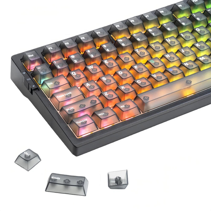 Translucent 75% Keycap Set, Cherry Profile Minimalist Clear Keycaps for MX Switc Model