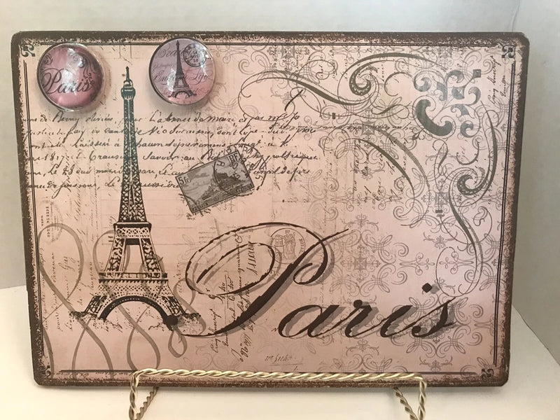 Paris Magnetic Memo/Photo Board 8x11 w/2 magnets ~ French Country Shabby Chic EC Model