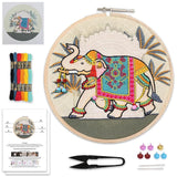 Royal Elephant Hand Embroidery Kit Beginners Adults & Kids Printed Fabric Thread Model