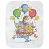 Herrschners Rainbow Balloons Quilt Stamped Cross-Stitch Kit Model