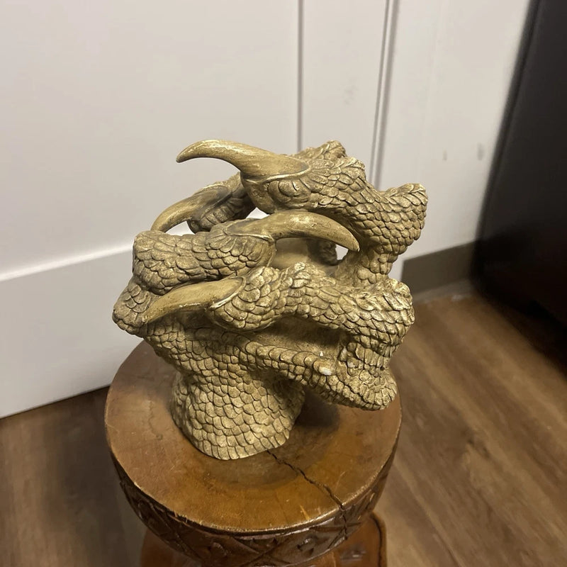 Dragon Claw Sculpture Gothic Fantasy Decor Resin Figurine Gold Finish Display Model