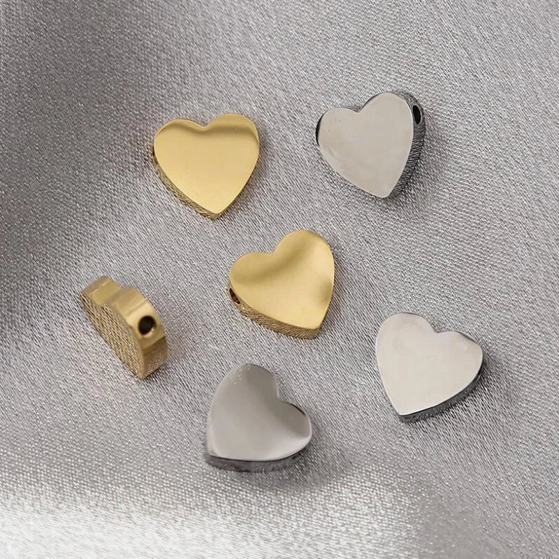 10pcs Stainless Steel Heart Charm Pendants for DIY Jewelry Making 7mm/12mm Charms