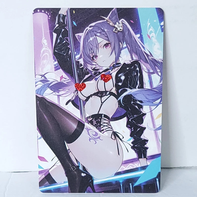 Keqing Waifu Card Anime Girl At The Club Wall Art Oversized Board A5 Model