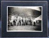 Board Mounted Antique Photograph Circus Elephants Trainer Wagons Tent People Model