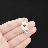 4 Cat Gold Tone Enamel Charms - E1255 Charms