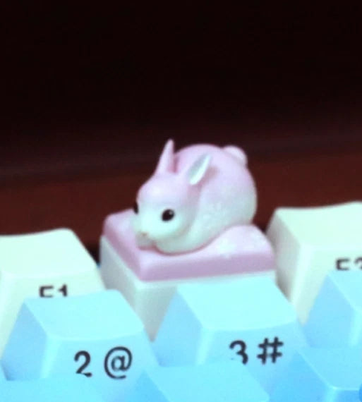 Pink Bunny Artisan Handmade Custom Keycap for Mechanical Keyboards MX-Compatible Model