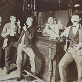 Antique 1890s Saloon Bar Interior Mounted Board Photo Men Drinking Beer Spittoon Model