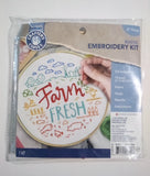 Rustic Embroidery Kit Farm Fresh 6?? Hoop Thread Needle Instructions Fabric Model