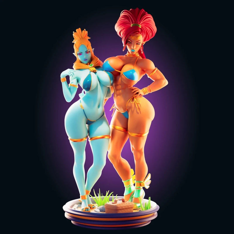 1/24 Scale Resin Figure Fantasy Elf Sisters NSFW Model Kit Unpainted Unassembled Model
