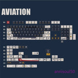 Aviation Theme Keycap 140 Keys Navy White Dye-sub PBT for Cherry MX Keyboard Model