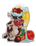 DIY Cross Stitch Kit Bull with champagne on Plastic Canvas Cross Stitch Model