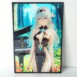 Firefly Black Dress Piano Waifu Card Anime Girl Wall Art Oversized Board A5 Model