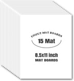 8.5X11 Uncut Picture Mat Boards, White, 15 Pack Model
