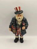 Cute Patriotic Santa Figurine, For Shelf Or Doorway, Flat On One Side 6" Model