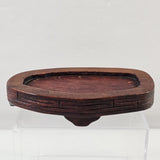 5 1/4" x 3 1/4" Asian Oriental Brown Wood Carved Figurine Stand Display Base Vtg Model
