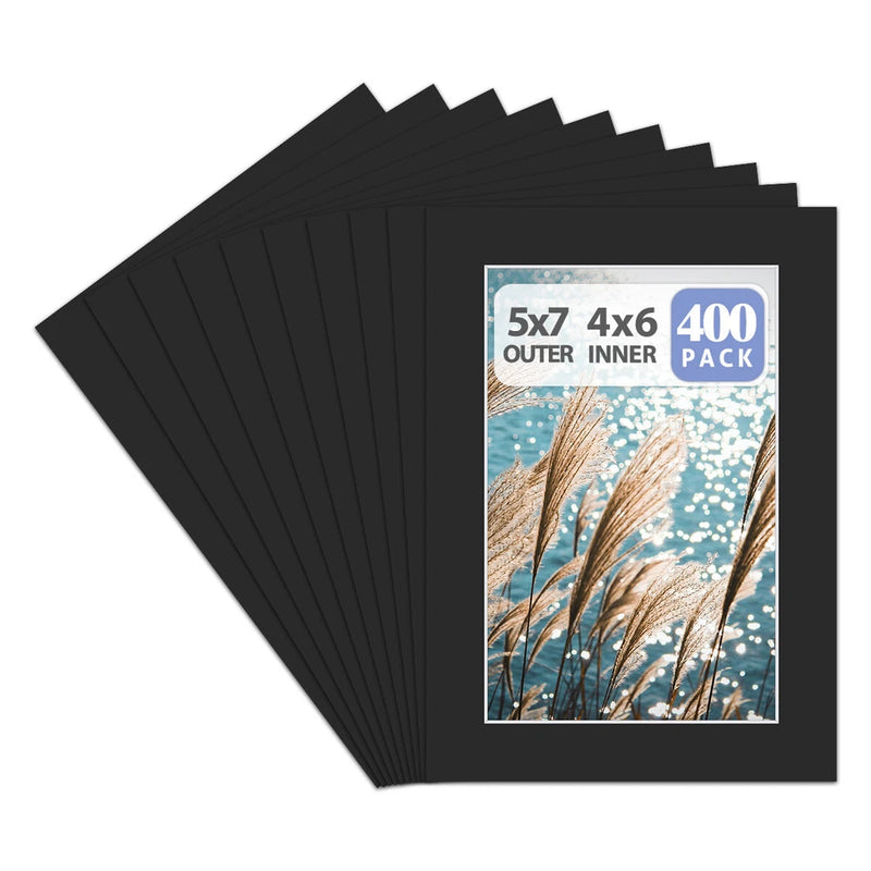 5x7 Black Photo Mat Boards Fits 4x6 4-Ply Bevel Cut DIY Picture Framing Art Model