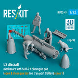 US Aircraft Mechanics With SUU-23 Scale Figurines Model 1:72 ResKit RSF72-0049 Model