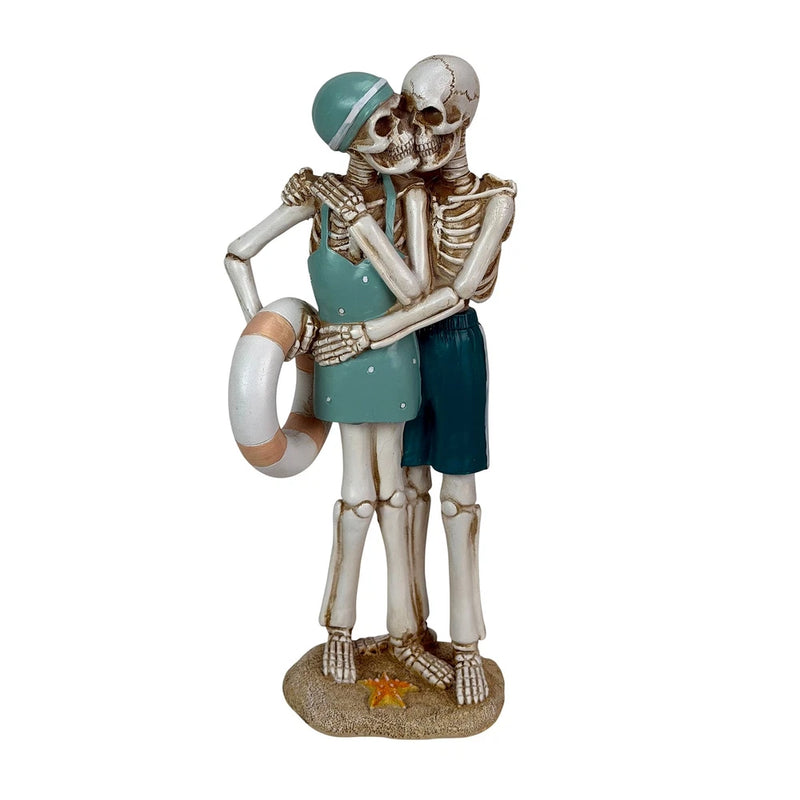 Skeleton Couple Figurine Coastal Beach Resin Tabletop Decor 11.5 Inch Model